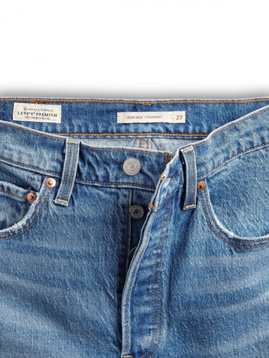 Levi's Blugi Albastri Ribcage Full Length Straight Femei [7]