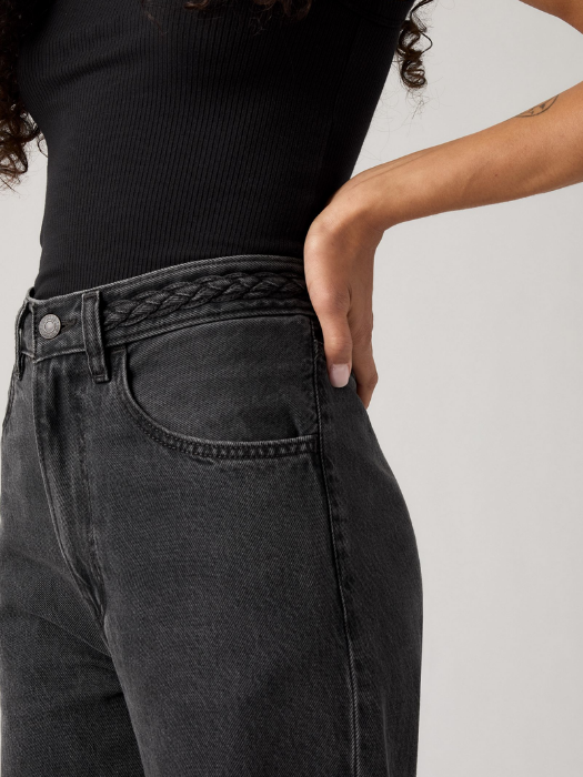 Levi's Blugi Gri Inchis Ribcage Wl Braided Wide Leg Femei [4]