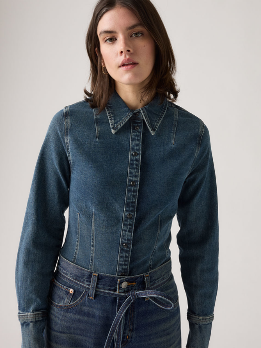 Levi's Женская Рубашка Темно-Синяя Slim [2]