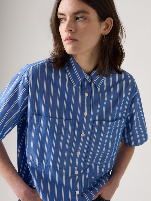 Levi's Camasa Cu Maneca Scurta Albastra Relaxed Femei - 369 Lei [3]