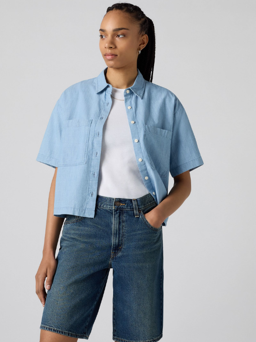 Levi's Camasa Cu Maneca Scurta Albastra Relaxed Femei - 369 Lei [2]