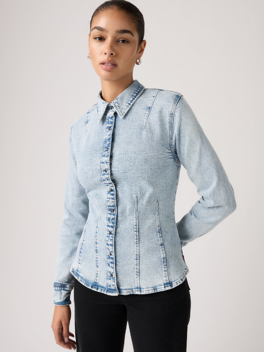 Levi's Женская Рубашка Светло-Синяя Slim [3]