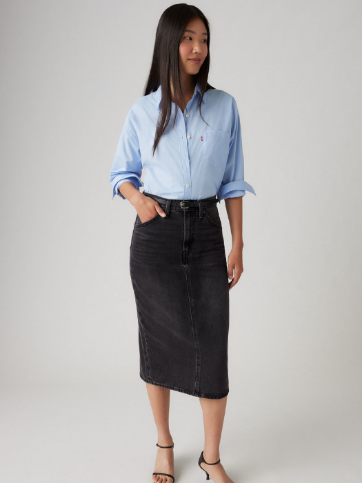 Levi's Женская Юбка Тёмная Серая Hight Rise [3]