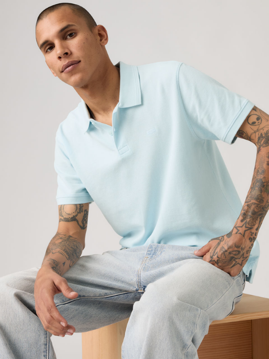 Levi's Мужская Футболка-Поло Светло-Синяя Regular [3]