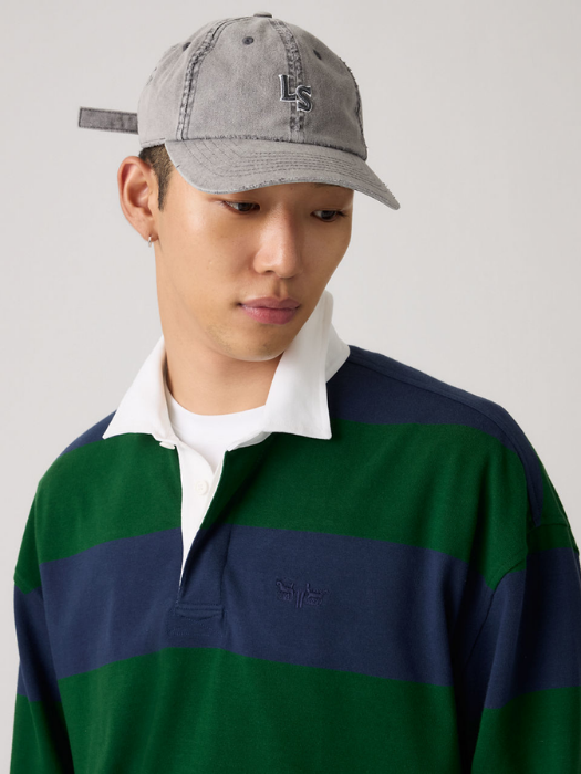 Levi's Мужское Поло С Длинным Рукавом Синее/Зеленое Regular [2]