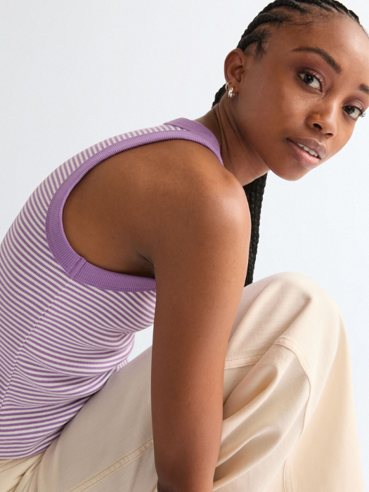 Женская Майка Белый/Сиреневый Slim [5]