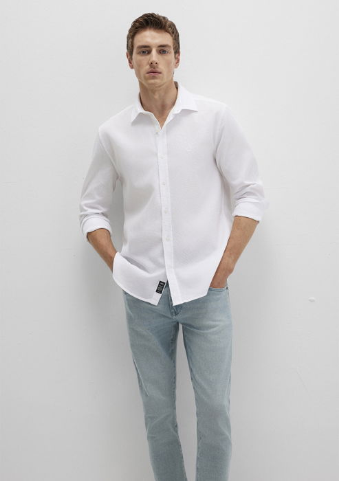 Mavi Camasa Alba Slim Barbati [3]