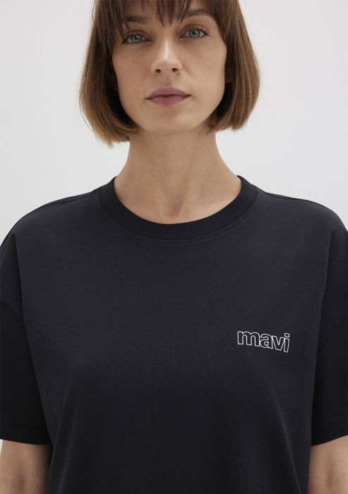 Mavi Tricou Negru Loose Femei [6]