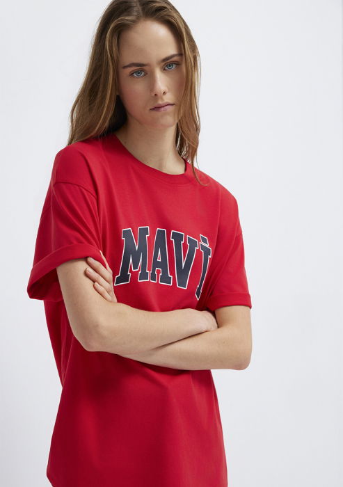 Tricou Rosu Oversize Femei [2]