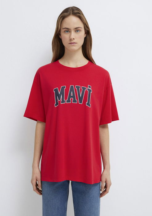 Tricou Rosu Oversize Femei [3]
