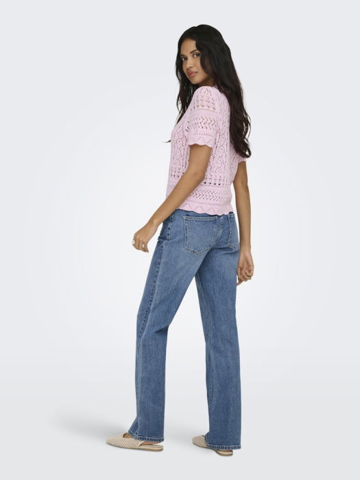 Женский Свитер С Коротким Рукавом Светло-Розовый Regular [2]