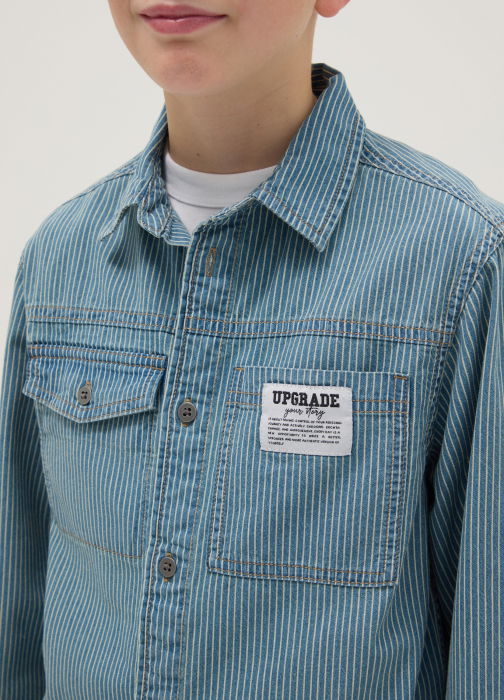 OVS Kids Camasa Maneca Lunga White-Striped Azure Baieti 10-15 Ani [3]