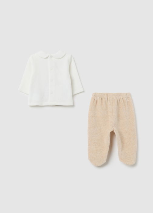 OVS Kids Set Tricou + Pantaloni Beige Melange Baieti 0-9 Luni [2]