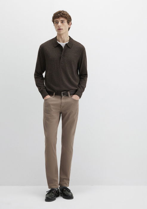 Pantaloni Bej Slim Straight Barbati [2]