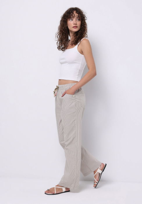 Женские Брюки Бежевые Straight [3]