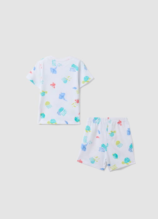 Pijama Maneca Scurta Brilliant White Baieti 9-36 Luni [2]