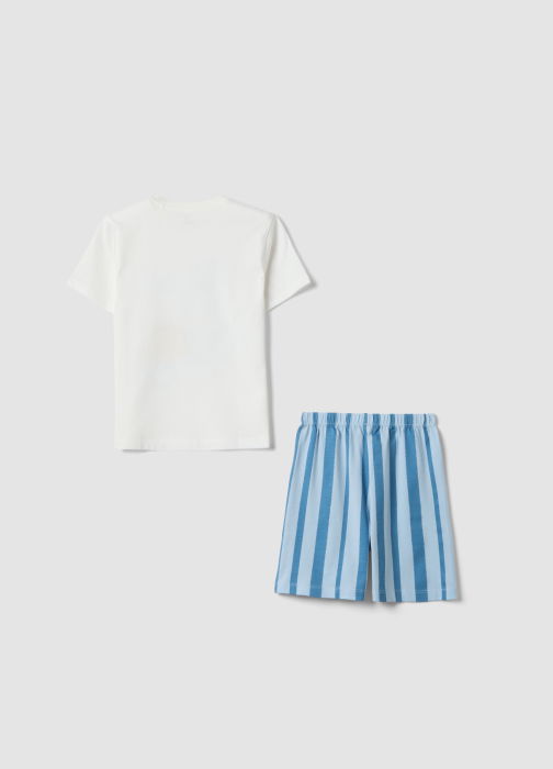 Pijama Maneca Scurta Off-White/Blue Baieti 3-10 Ani [2]