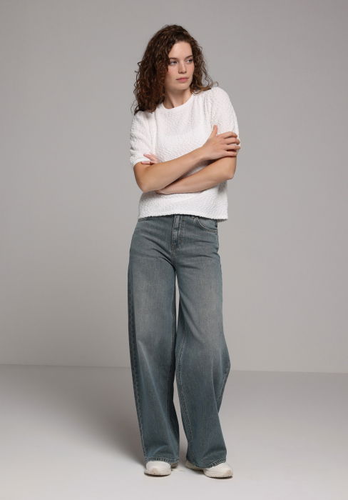 Женский Свитер С Коротким Рукавом Белый [3]