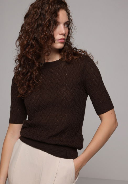 Pulover Cu Maneca Scurta Maro Femei [2]