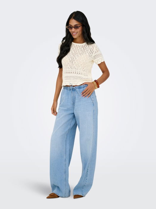 Pulover Cu Maneca Scurta Crem Regular Femei [3]