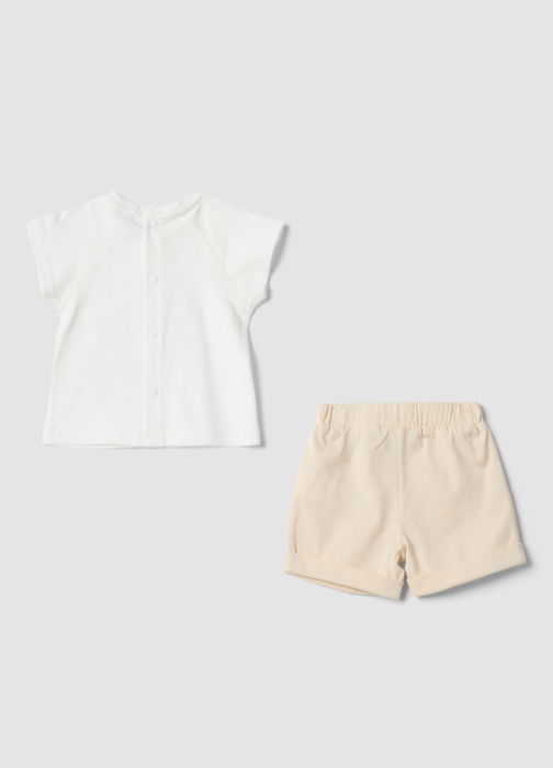 Set Tricou + Sorti Gri/Bej Baieti 0-9 Luni [2]