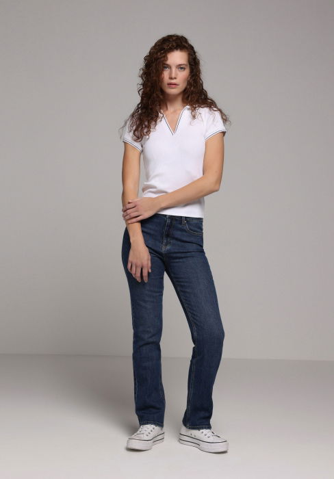 Tricou Polo Alb Femei [3]