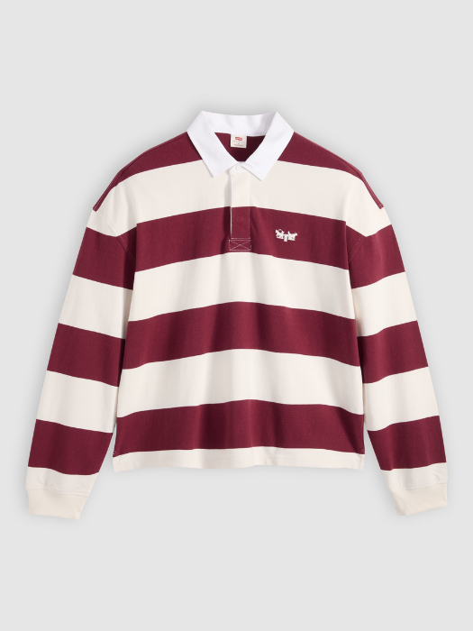 Tricou Polo Cu Maneca Lunga Alb/Bordo Regular Barbati [5]