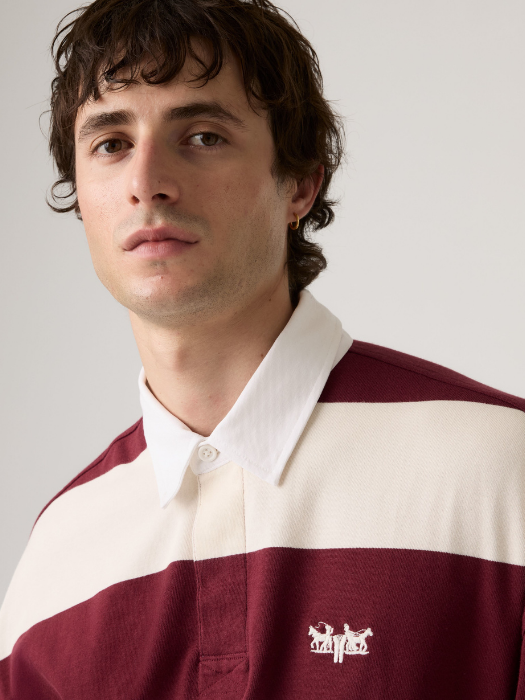 Tricou Polo Cu Maneca Lunga Alb/Bordo Regular Barbati [2]