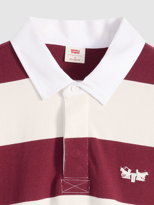 Tricou Polo Cu Maneca Lunga Alb/Bordo Regular Barbati [6]