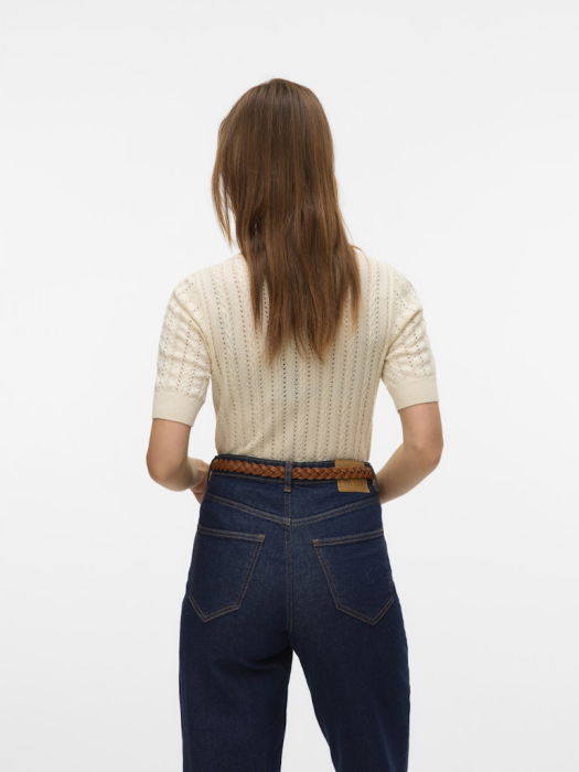 Женский Свитер С Коротким Рукавом Бежевый  [5]