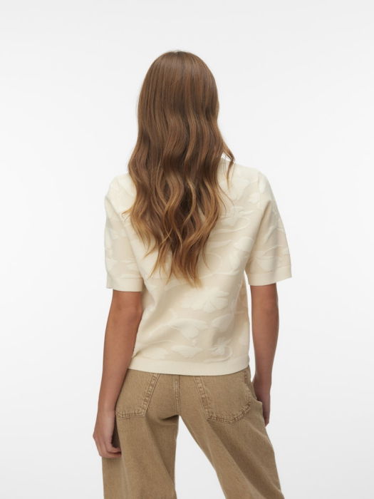 Pulover Cu Maneca Scurta Alb Femei [4]