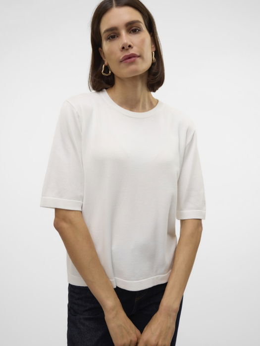 Женский Свитер С Коротким Рукавом Белый  [2]