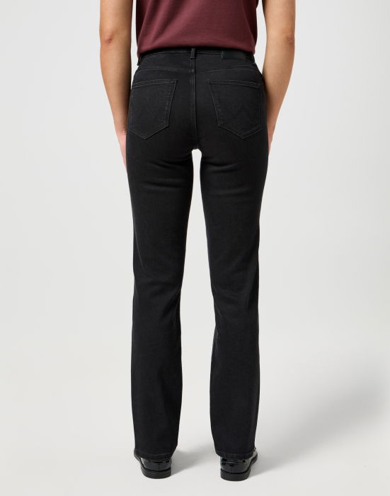 Wrangler Blugi Straight Negri Femei [3]