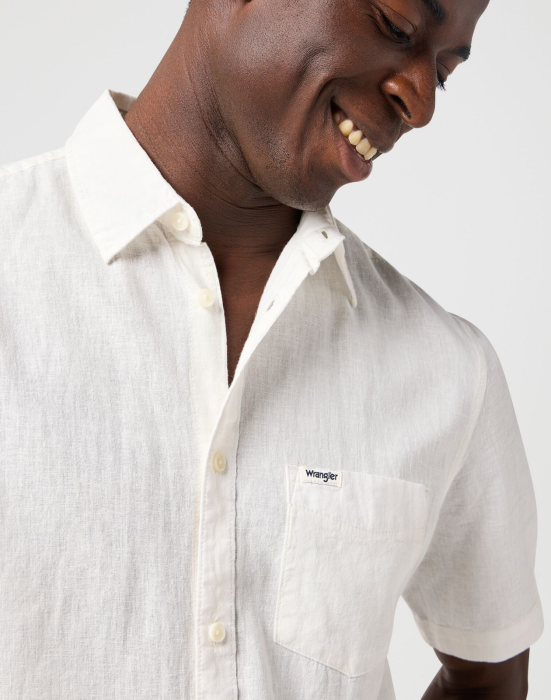 Wrangler Camasa Cu Maneca Scurta Alba Regular Barbati [3]