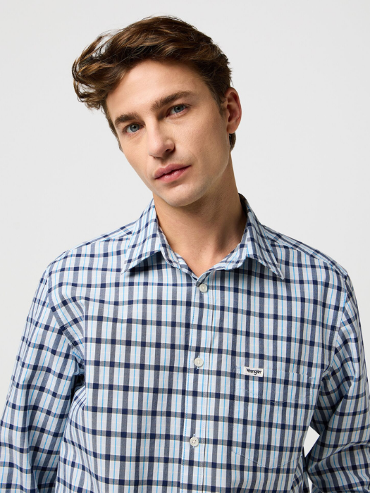 Wrangler Мужская Рубашка Синяя Regular [3]