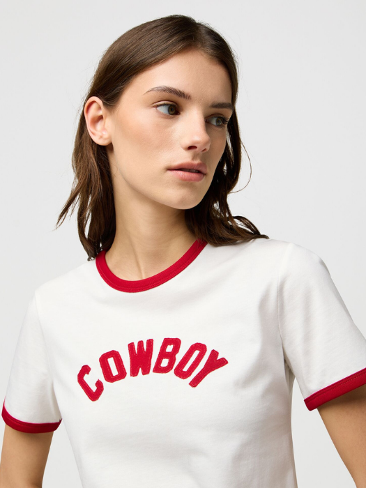 Wrangler Футболка Alb/Rosu Slim [5]