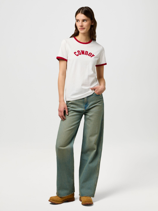 Wrangler Футболка Alb/Rosu Slim [4]