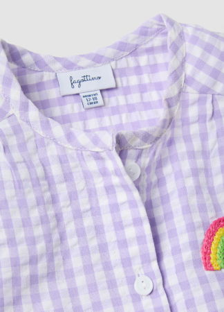 Рубашки - Блузка С Длинным Рукавом Для Девочек White/Violet Check 9-36 Месяцев