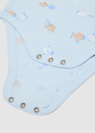 Body si Salopete - Body Maneca Scurta Light Blue Baieti 0-9 Luni