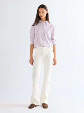 Camasi - Camasa Alb/Lila Regular Femei