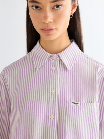 Camasi - Camasa Alb/Lila Regular Femei