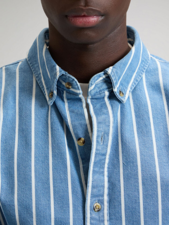 BARBATI - Camasa Alba/Mavi Relaxed Barbati