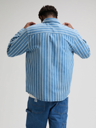 BARBATI - Camasa Alba/Mavi Relaxed Barbati