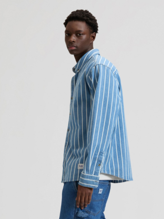 BARBATI - Camasa Alba/Mavi Relaxed Barbati