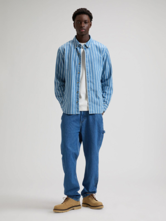 BARBATI - Camasa Alba/Mavi Relaxed Barbati