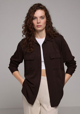 Рубашки - Женская Рубашка Коричневая