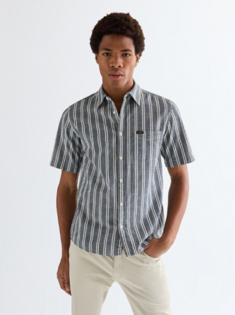 МУЖЧИНЫ - Мужская Рубашка С Коротким Рукавом Темно-Синяя Regular