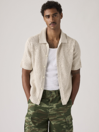 Camasi - Camasa Cu Maneca Scurta Alba Relaxed Barbati