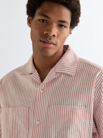 BARBATI - Camasa Cu Maneca Scurta Roz Deschis Loose Barbati