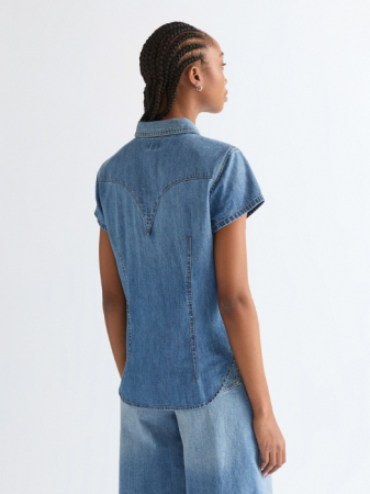 FEMEI - Camasa Cu Maneca Scurta Albastra Slim Femei